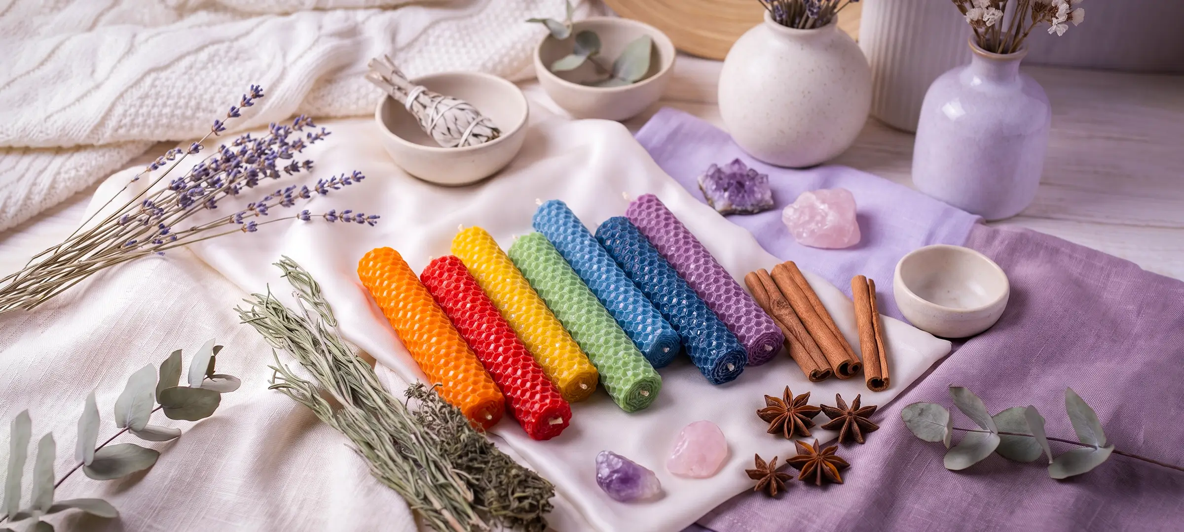 Decorative beeswax candles