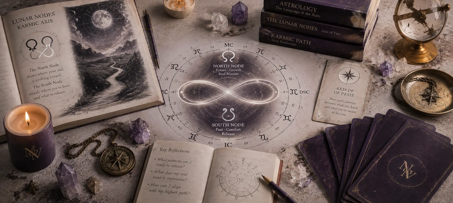 Lunar Karmic Nodes in natal chart